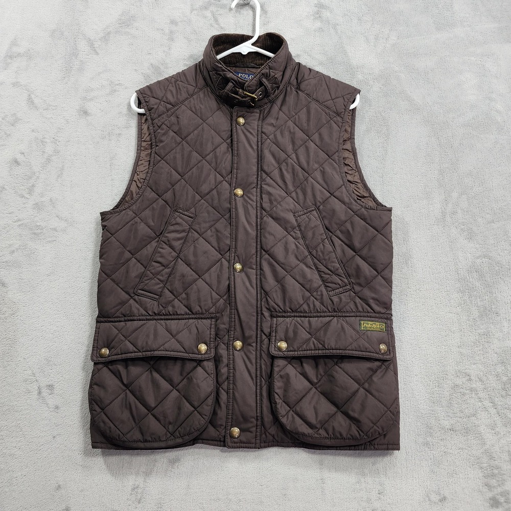 Polo Ralph Lauren Vest Mens S Brown Quilted Corduroy Collar Utility Outdoor